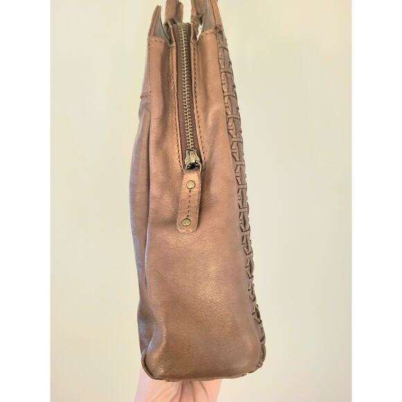 Leather Tote Bag Woven Brown Vintage Gorgeous Patina Excellent Condition - Picture 14 of 16